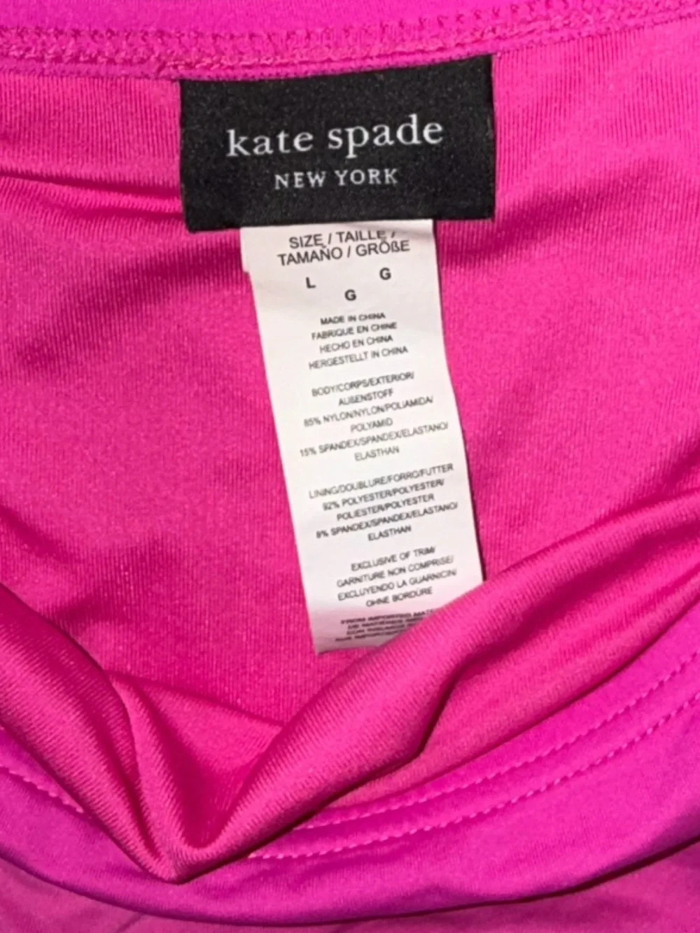 Kate Spade Hot Pink Rosette Bandeau Bikini Swimsuit Large